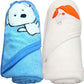 BRANDONN Baby Boys and Girls Terry Cotton Baby Bath Towel Cum Baby Wrapper Towel (White, Blue, 02 Years)  Combo of 2