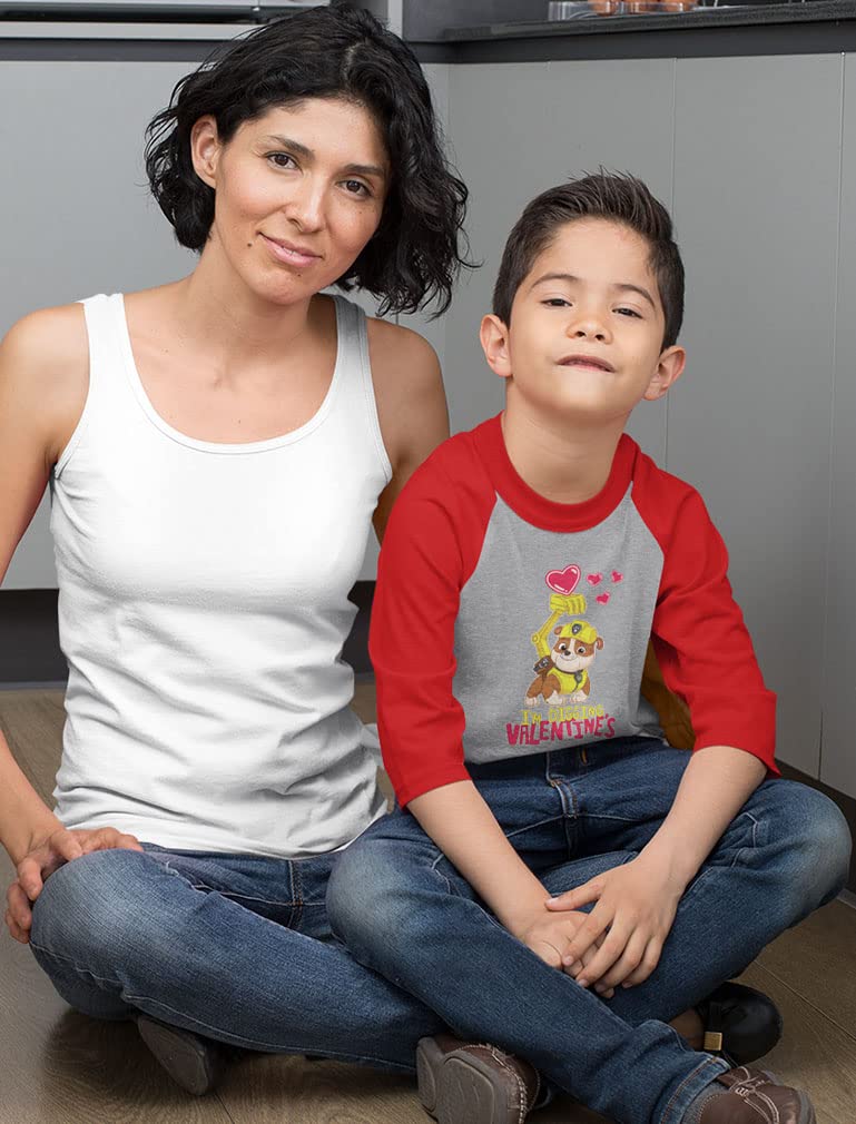 Paw Patrol Girls Boys Valentines Day Shirt Mighty Pups Valentine'S Toddler Kids Raglan 3/4 Sleeve T-Shirt 2T Red