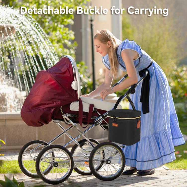 Mancro Breastmilk Cooler Bag with Ice Pack, Fits 6 Insulated Baby Bottles Up to 9 Ounce, Breast Milk Cooler for Nursing Mom (Cre