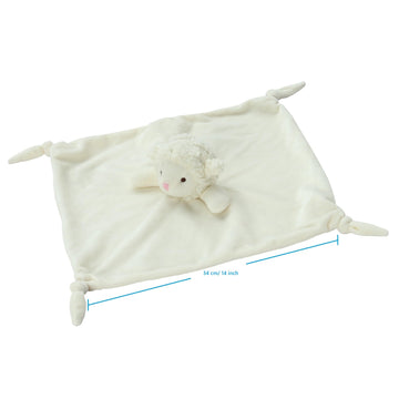 Crevent Baby Welcome Gift Set Storage Basket With Two Blankets+ A Security Blanket + A Taggie + A Gift Bag With Ribbon (Ivory)