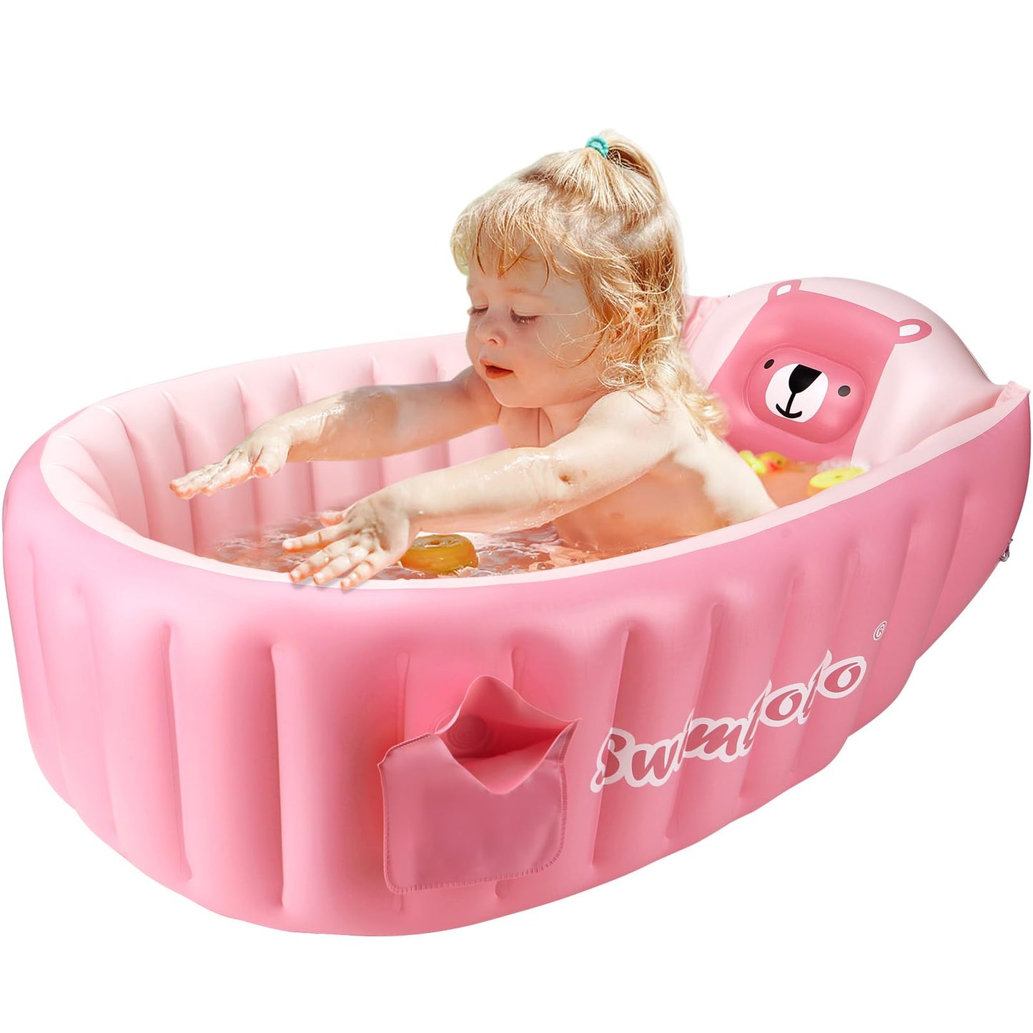 Shxkuan Inflatable Baby Bathtub Infant Anti-Slip Bath Seat Pool With Air Pump Travel Camping Portable Toddler Bath Tub Age 0-5 Y