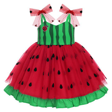 Idopip Baby Girls Watermelon Tutu Dress Summer Sleeveless Backless Princess Birthday Party Dresses Toddler Girl First Communion