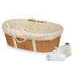 Badger Basket Wicker-Look Woven Baby Moses Changing Basket With Pad And Cover - Light Brown/Ecru