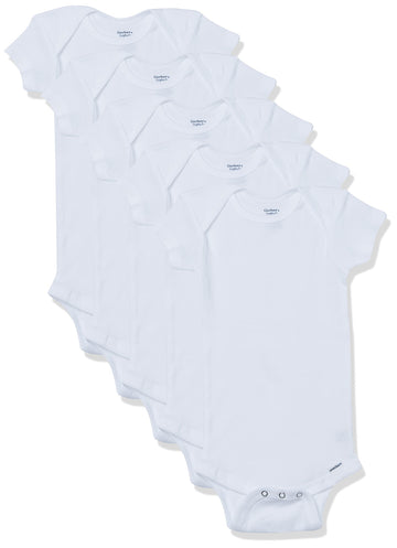 Gerber Unisex Baby 5-Pack Short Sleeve Variety Onesies Bodysuits Short Sleeve White 6-9 Months