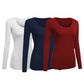 Emmalise Womens Junior And Plus Size Basic Scoop Neck Tshirt Long Sleeve Tee, 1Xl, 3Pk White, Navy, Burgundy