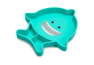 Melii Divided Silicone Suction Plate - 100% Silicone, For Baby + Toddlers - Bpa Free, Dishwasher & Microwave Safe (Shark)