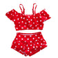 Baby Girl Cute Swimsuits Red 2 Pieces White Dot Skirt Swimwear Sets (Large, Red)