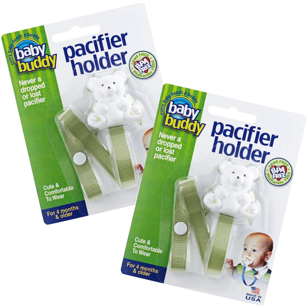 Baby Buddy Bear Pacifier Holder Clip Snaps To Paci, Teether, Toy, Clips To Babys WBCBBB01N3LRZUZ