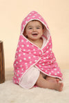 Creeva Cuddle Baby/Kids Hooded Bath Towel In Pink Dotted Print  100% Cotton, Super Absorbent Bath Wrap For Newborns & Toddlers 