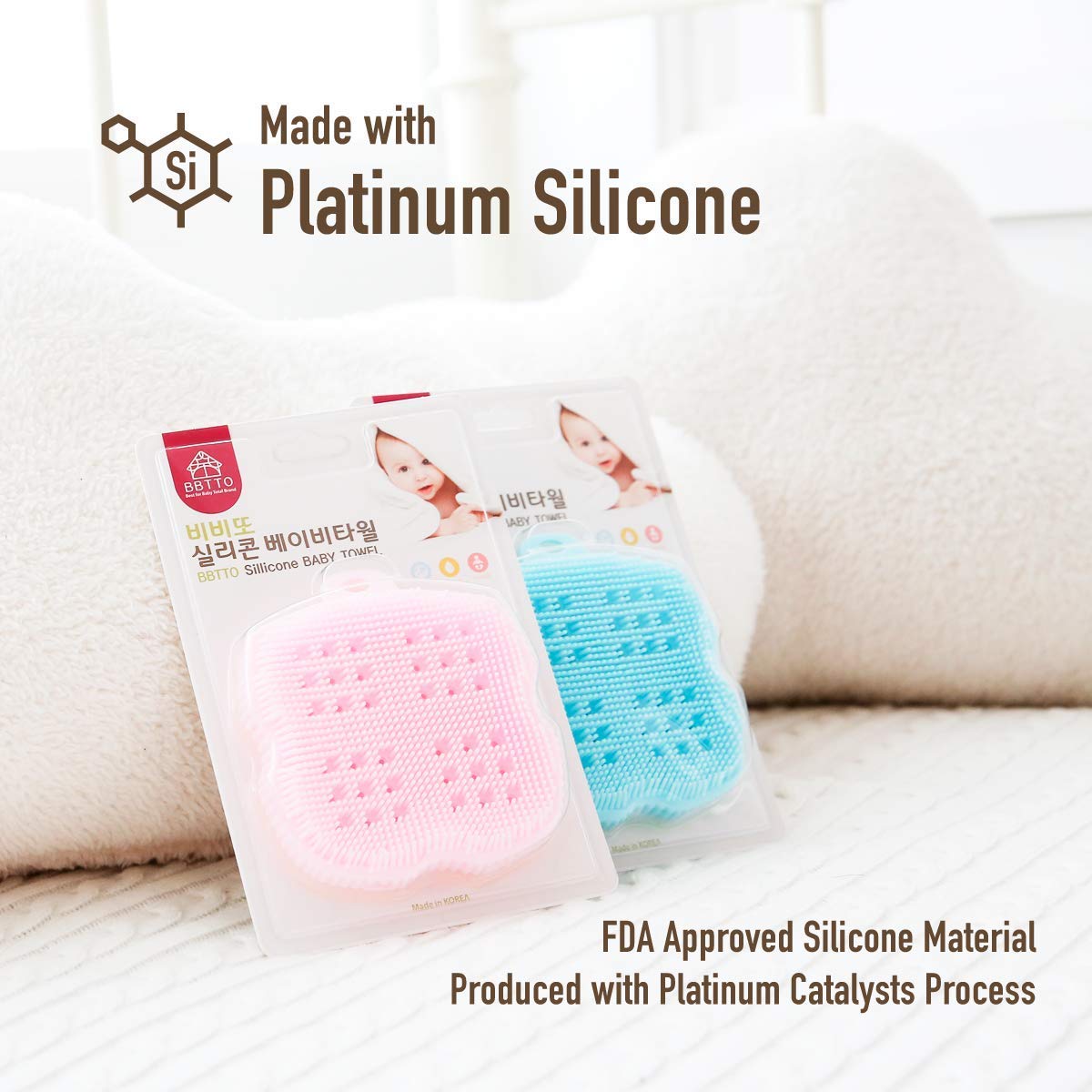 Infantco Ultra Soft Silicone Bath Scrubber Sponge | For Baby And Dryskin (Baby Blue)