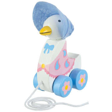 Orange Tree Toys Peter Rabbit: Pull Along: Jemima Puddle-Duck - Wooden Toy, Wheeled Character, Encourage First Steps, FSC Certif