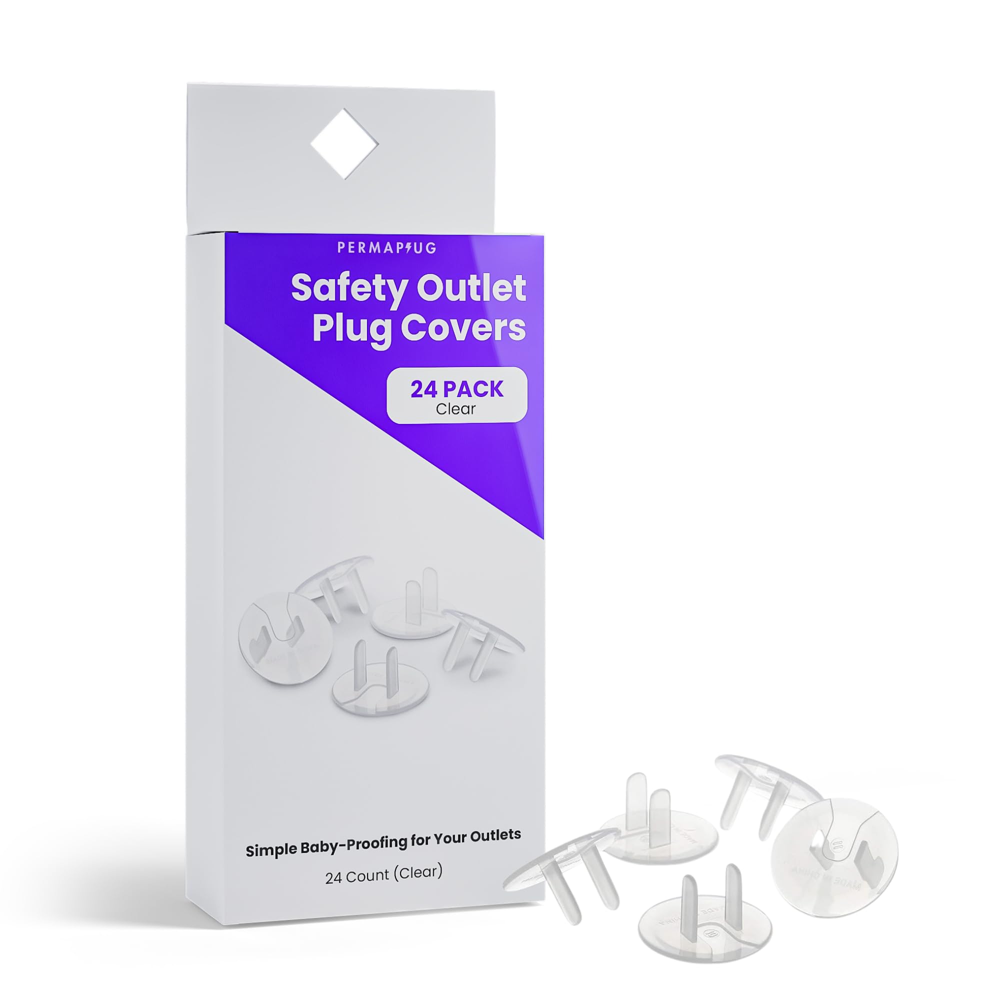 Permaplug Safety Outlet Plug Covers 24-Pack, Clear - Childproof, Tampe – Cutebab