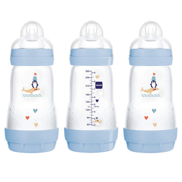 Mam Easy Start Anti-Colic Bottle 9 Oz (3-Count), Baby Essentials, Medium Flow Bottles With Silicone Nipple, Baby Bottles For Bab