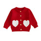 Baby Girl Cardigan Valentines Day Knit Sweater Love Heart Chunky Coat Knitwear Toddler Fall Winter Clothes (Red Heart, 2-3 Years