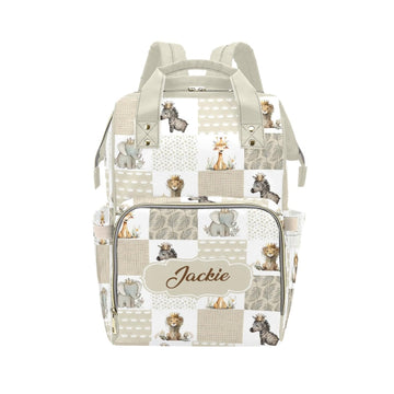 Noverbibi Custom Crown Animals Baby Diaper Bag with Name - Personalized Nursing Travel Tote Backpack for Mom or Dad, Custom Name