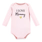 Hudson Baby Unisex Baby Cotton Long-Sleeve Bodysuits, Girl Mommy, 6-9 Months