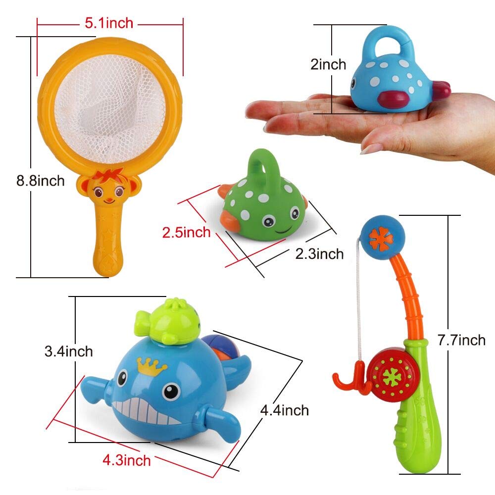 Dwi Dowellin Bath Toys Fishing Games Swimming Whales Bath Time Bathtub Toy for Toddlers Baby Kids Infant Fish Set Age 18months a