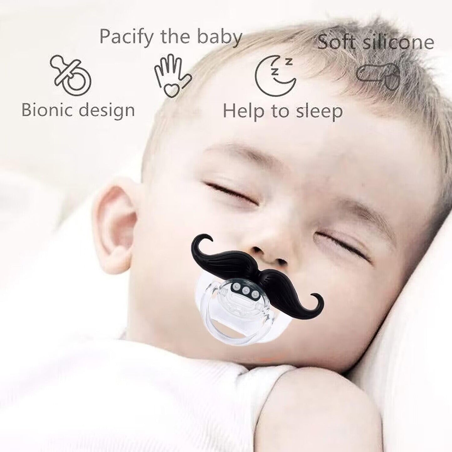 Funny Baby Pacifiers,Mustache Pacifiers 0-18 Months For Babies,Mustache Binky,Gift For Newborns,Infants,Toddlers,Baby Boys,Bpa F