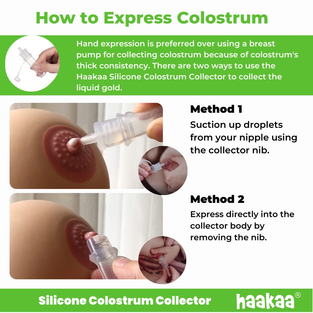 Haakaa Silicone Colostrum Collector Set With Clear Pp Storage Case 4 Ml, 6 Pk, Pre-Sterilized