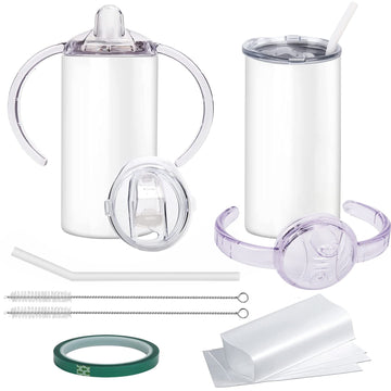 Rommeka Sublimation Blanks Skinny Sippy Cups, 12Oz Spill Proof Stainless Steel Insulated Tumbler With Lid And Straw, Double Wall