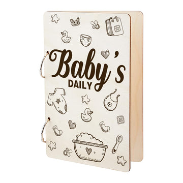 SUPERDANT Babys Daily Greeting Card Holder Organizer Baby Memory Book Wooden Card Keeper Binder Baby Journal Cards Keeper Photo