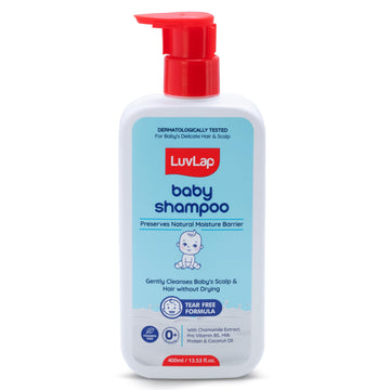 Luvlap Milky Soft Baby Shampoo - 400Ml, Tear Free Formula, With Milk Protein, Vitamin E & Coconut Oil, Shea Butter & Chamomile, 