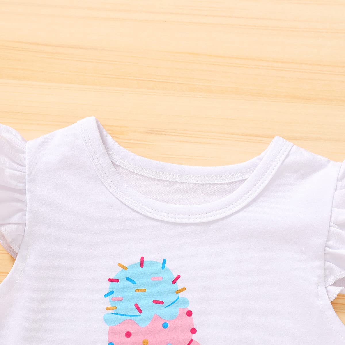 Younger Tree Toddler Baby Girl Summer Clothes Ice Cream Printed T-Shirt + Short Pants 2Pcs Girls Outfit Set (Ice Cream, 12-18 M)