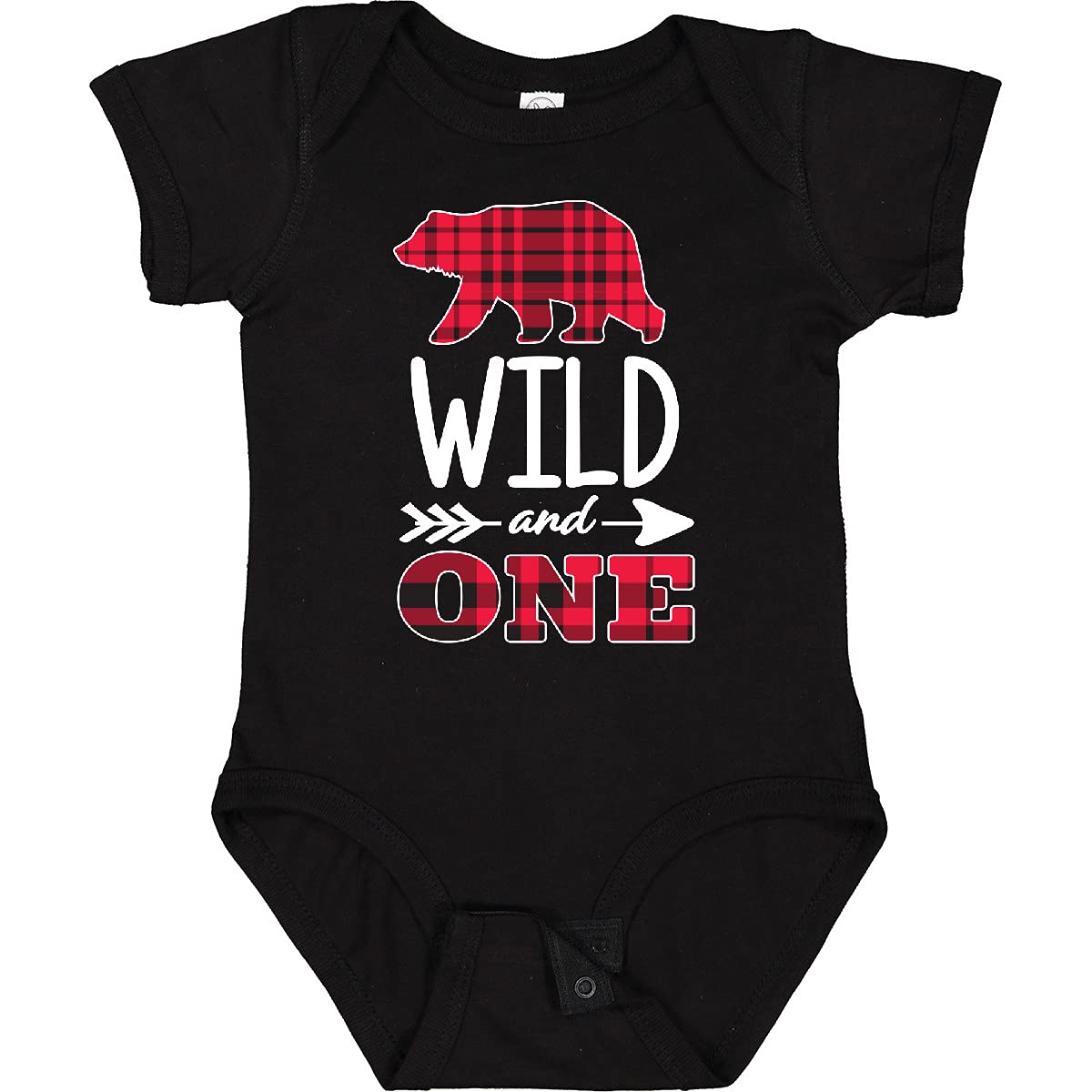 Inktastic Plaid Bear Wild And 1 With Arrow Baby Bodysuit, 0040 Black, 18 Months
