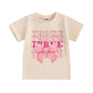 Toddler Baby Girl 1st 2nd 3rd 4th Birthday Outfit Bow One Two Three Four Year Old Short Sleeve T-Shirt Summer Clothes (Three, 3-