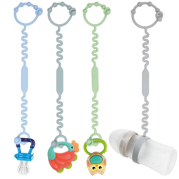 Toy Straps For Baby, Pacifier Holder Clip With Self-Adjusting Bayonet, Pure Silicone Material Without Bpa; Can Be Used For Teeth