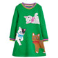 Toddler Girls Dress Baby Cute Cat Dresses Cotton Round Neck Long Sleeve Dress Spring Fall Winter Casual Clothes 4T