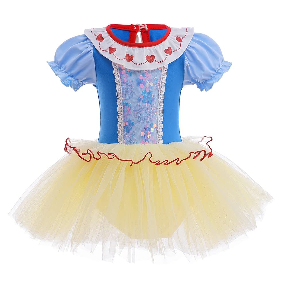 REXREII Girls Snow White Princess Ballerina Tutu Dress Christmas Halloween Fancy Dress Up Costume
