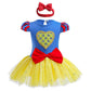 NEWEPIE Baby Girls Snow White Princess Costume Halloween Outifts Heart Birthday Romper Tutu Dress w/Headband