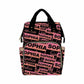 Custom Name Diaper Bag, Pink And Black Name Logo Diaper Backpack Personalized Mummy Nursing Baby Bags Fashion Shoulders Bag Casu