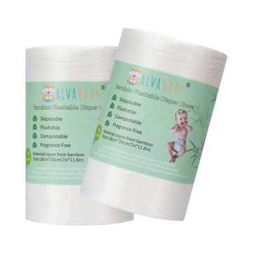 ALVABABY Diaper Liner for Baby Cloth Diaper Disposable Natural Soft Diapers Liners Fragrance Free Chlorine Free 11.8 x 7.1 Inch 