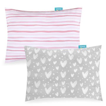 Toddler Kids Pillowcase For Sleeping 2 Pack, 100% Jersey Cotton Ultra Soft Baby Toddler Pillowcase Fit Pillow Sized 13'X 18' O