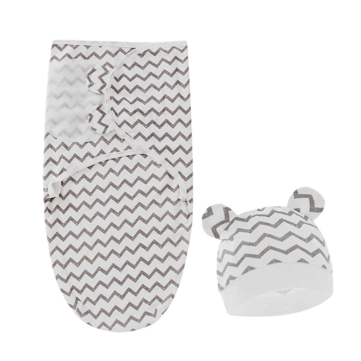 BNF Newborn Swaddle Wraps Hat Comfortable Swaddle Blanket for Newborn Girls Gifts Coffee Waves | Baby | Nursery Bedding | Sleepi