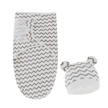 BNF Newborn Swaddle Wraps Hat Comfortable Swaddle Blanket for Newborn Girls Gifts Coffee Waves | Baby | Nursery Bedding | Sleepi