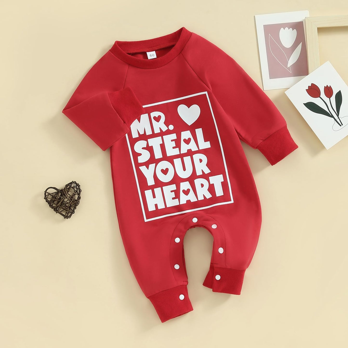 My First Valentines Day Baby Boy Girl Outfit Funny Letter Print Sweatshirt Jumpsuit Long Sleeve One Piece Romper (Mr.Steal Your