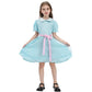 Cr Rolecos The Grady Twins Costume For Kids Girls Blue Creepy Sister Scary Doll Dress Halloween Party A150