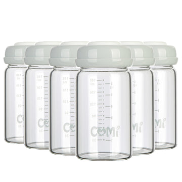 COMI Wide Neck Glass Breastmilk Collection n Storage Bottle, 6oz with Screw Ring Sealing Disk; Re-markable Sealing Disc. BPA Fre