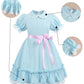 Cr Rolecos The Grady Twins Costume For Kids Girls Blue Creepy Sister Scary Doll Dress Halloween Party B140