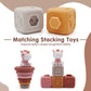 Nueplay 13 Pcs Building Circle & Blocks, Stacking & Nesting Baby Toys with Horse Figure, Newborn Essentials Squeeze Teething Toy