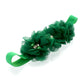 My Lello Baby Flower Headbands Fabric Beaded Trio Stretchy Elastic Pair (Red/Green)