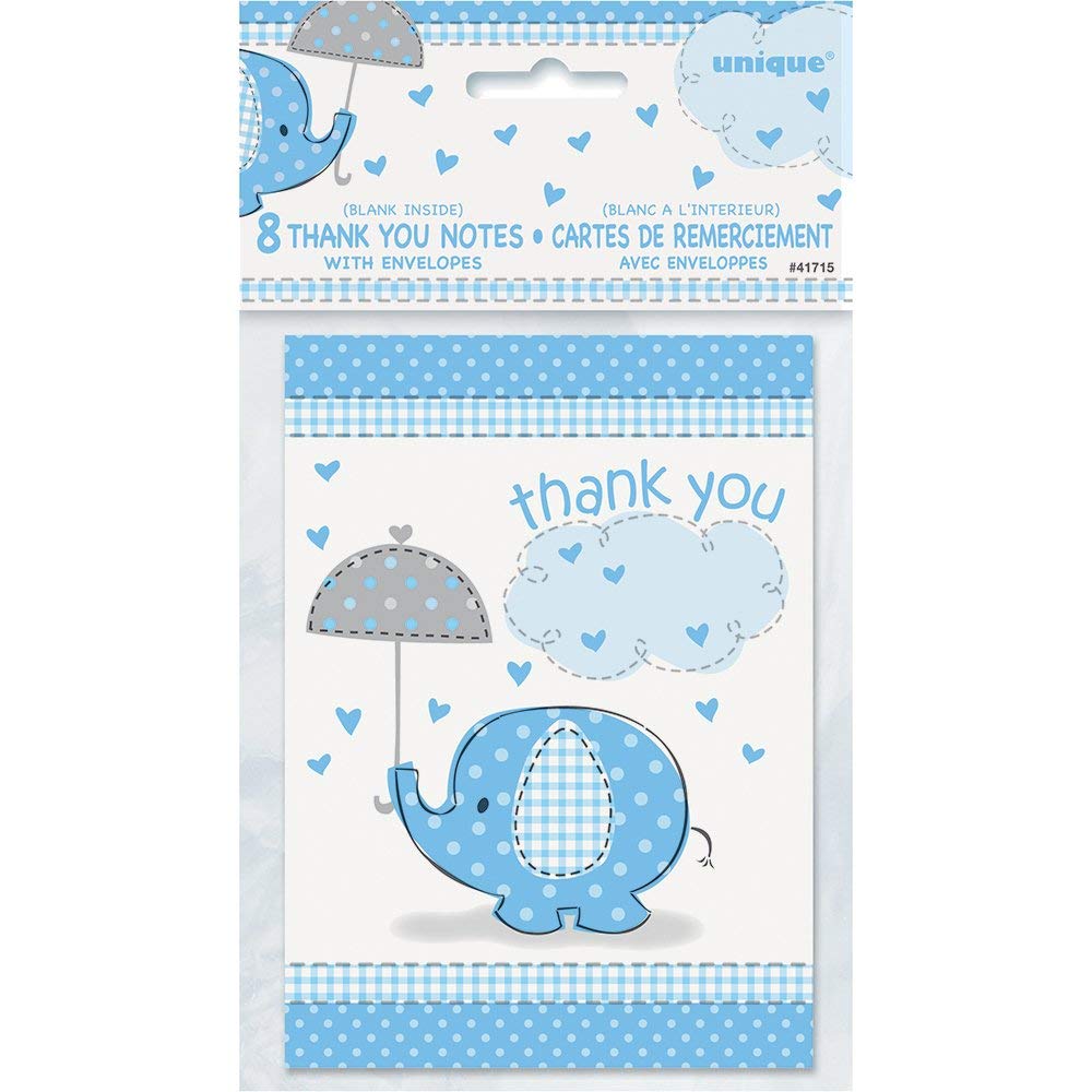 Unique Baby Elephant Thank You Cards, 5.5' X 4', Blue