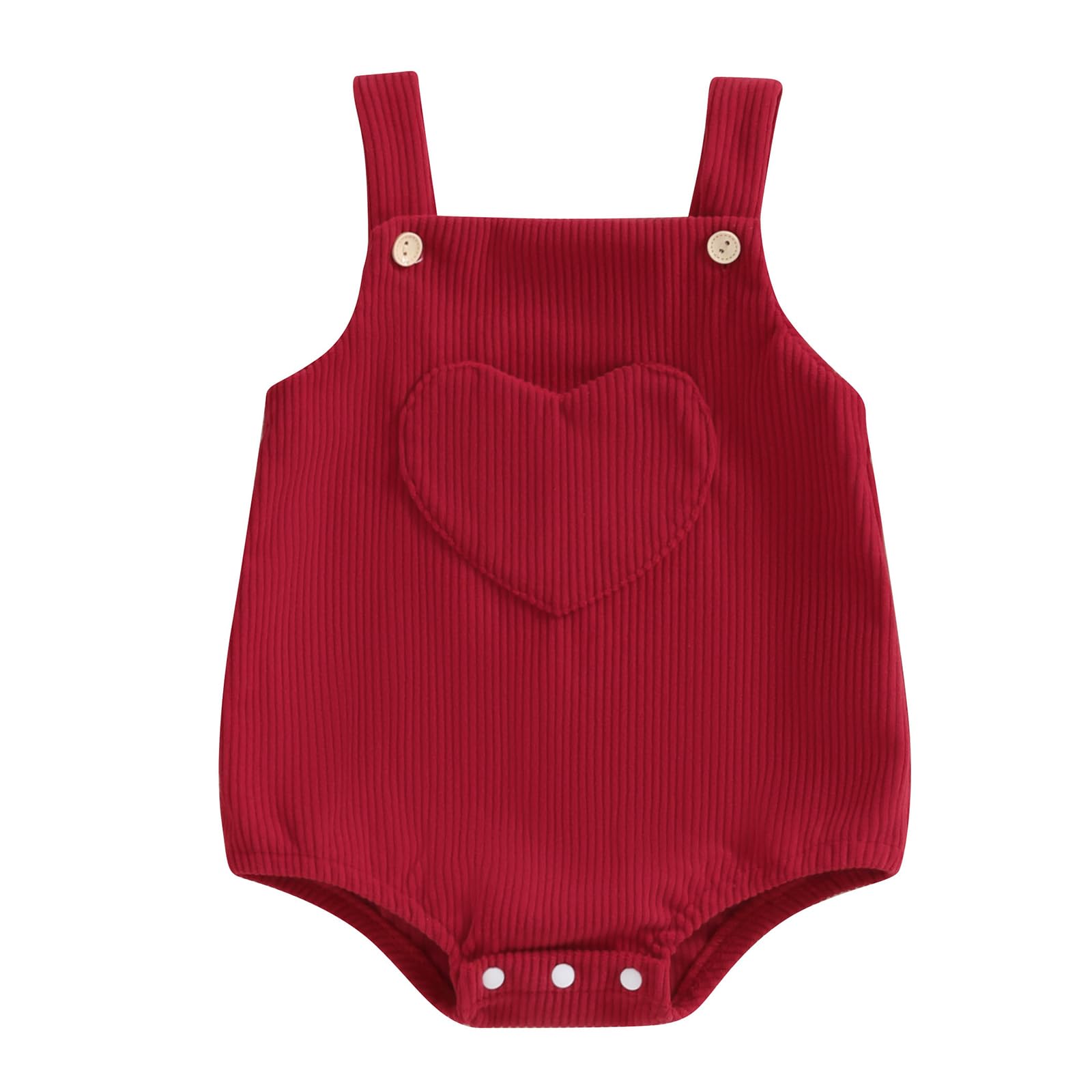 Jlkgicf Baby Boy Girl Onesie Outfit Overalls Jumpsuit Sleeveless Heart Pocket Corduroy Rompers Newborn Valentine Clothes (Red23,