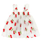 Infant Toddler Baby Girl Summer Dress Sleeveless Floral Fruit Butterfly Casual Mesh Tutu Puff Dress (White Cherry, 3-4 Years)