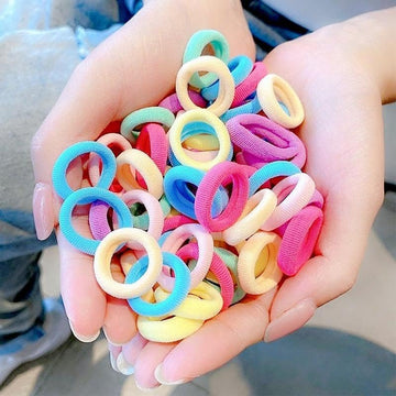 Tesvyns 300Pcs Baby Hair Ties Cotton Toddler Hair Ties For Girls And Kids, Kids Seamless Hair Bands Ponytail Holders(Multiple Co