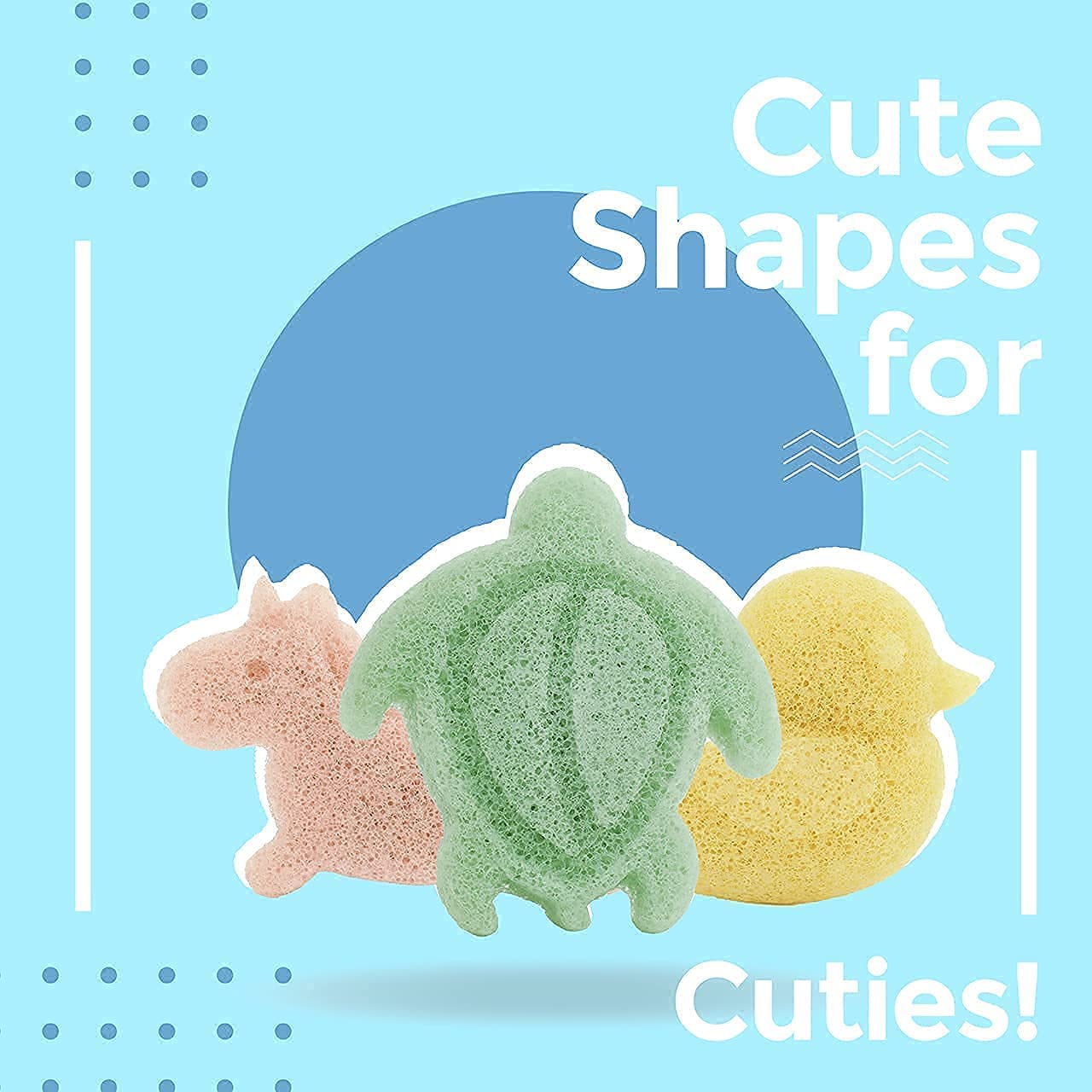 myHomeBody Konjac Baby Sponge for Bathing, Cute Shapes Natural Kids Bath Sponges for Infants, Toddler Bath Time, Natural and Saf