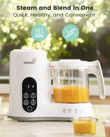 Grownsy Baby Food Maker With Steam Basket, One Step Baby Food Processor Steamer Puree Blender Grinder Mills Machine, Auto Cookin